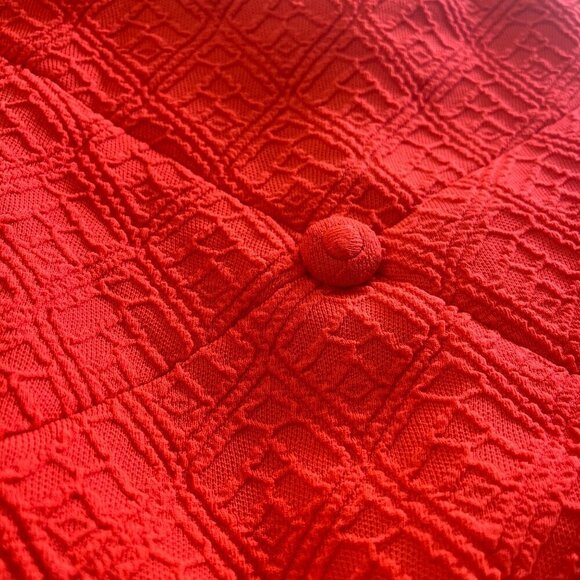 American Vintage 1960s Orange Red Textured Polyester Dress Size MED Ladies Mod - Picture 8 of 11